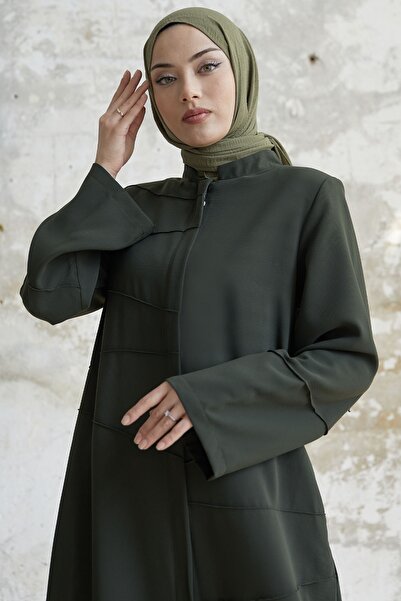 InStyle İvory Biye Desen Ferace - Haki