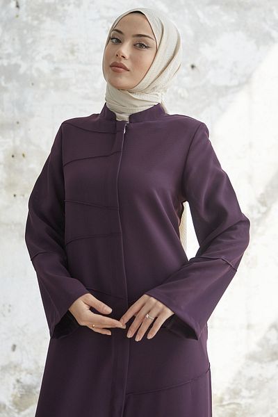 InStyle Ivory Piping Pattern Ferace - Plum