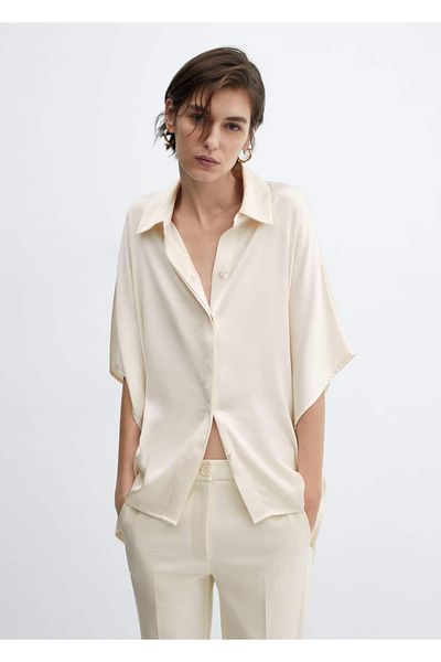 MANGO Woman Short Sleeve Blouse - Relaxed Fit