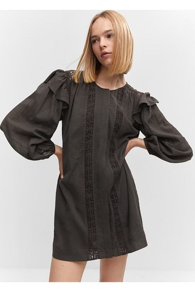 MANGO Woman Lace Detailed Short Dress