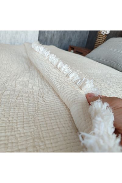 destinyhometex Ivory 6 Layers Muslin Single 170x230 Quilt/1 Piece 50x70cm Pillow Case 6 Layers Multi Muslin