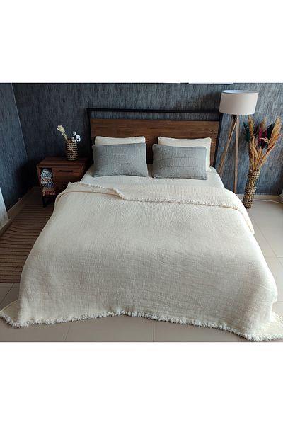 destinyhometex Ivory 6 Layers Muslin Single 170x230 Quilt/1 Piece 50x70cm Pillow Case 6 Layers Multi Muslin