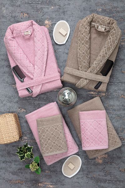 Güvenal Σετ μπουρνούζι Hayal 12 Piece Boxed Jacquard| Μπουρνούζι| Σετ πετσετών και πετσετών| Σετ Προίκα Μπάνιου