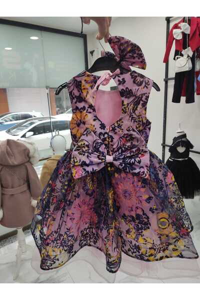 Poyraz Fashion Kids Kız Çocuk Çiçek desenli Kabartmali Mezuniyet Abiye Elbise...