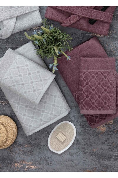 Güvenal Σετ μπουρνούζι Hayal 12 Piece Boxed Jacquard| Μπουρνούζι| Σετ πετσετών και πετσετών| Σετ Προίκα Μπάνιου