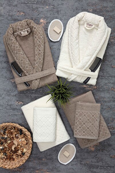 Güvenal Σετ μπουρνούζι Hayal 12 Piece Boxed Jacquard| Μπουρνούζι| Σετ πετσετών και πετσετών| Σετ Προίκα Μπάνιου