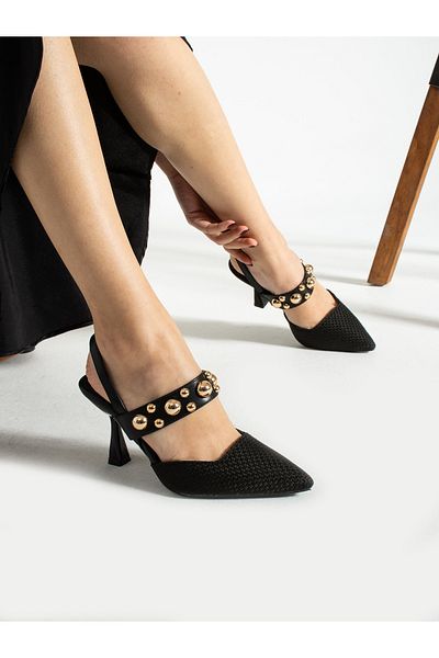 Alemdar Shoes Pantofi de damă cu toc de paie negru MELA