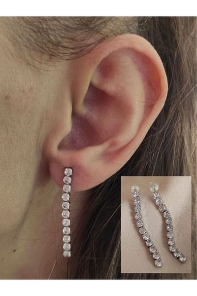 TÜKKAN ACCESSORİES ZIRCON ROUND TIRNAKLI STONE WATER WAY EARRING-STK123