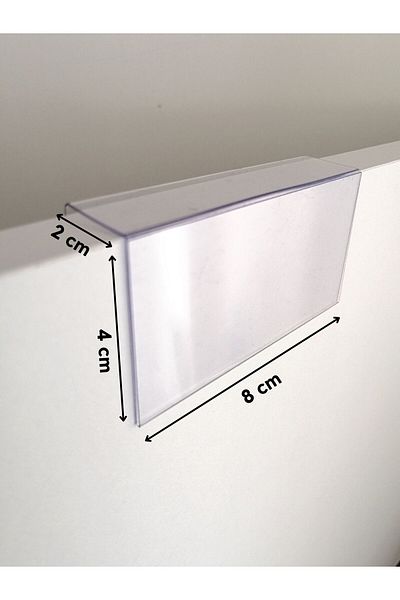 Şeffaf Etiket Κρεμαστό αυτοκόλλητο PVC με πάχος 20 mm - 10 τεμάχια σε όρθια θέση 8x4 cm Ράφι μπροστινή θήκη οθόνης