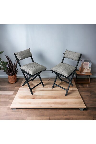 Modern Style Home Balkon Bahçe Mutfak 3'lü Bistro Set Katlanır 2 Sandalye 1 Masa Açık Gri