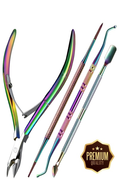 xolo Solgen Manikür Pedikür Seti Kütikül Tırnak Eti itici Set Kesici Set XLP401 Rainbow