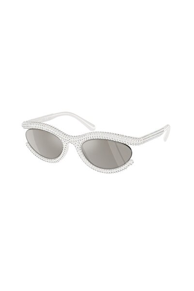 Swarovski SWE60061033/6G54 Kadın Güneş Gözlüğü Beyaz Kemik Çerçeve Füme Aynal...