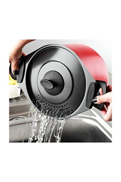 Bayev 30 cm Double Compartment Ramadan Iftar and Sahur Set - Pan and Pasta Pot with Strainer