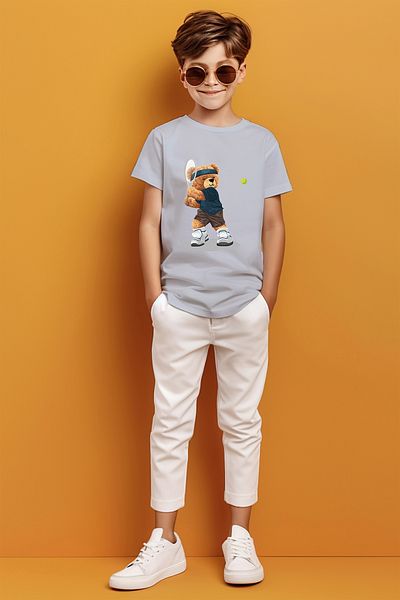 ADABEBEK Tricou pentru băieți cu imprimeu Ursuleț Jucând tenis