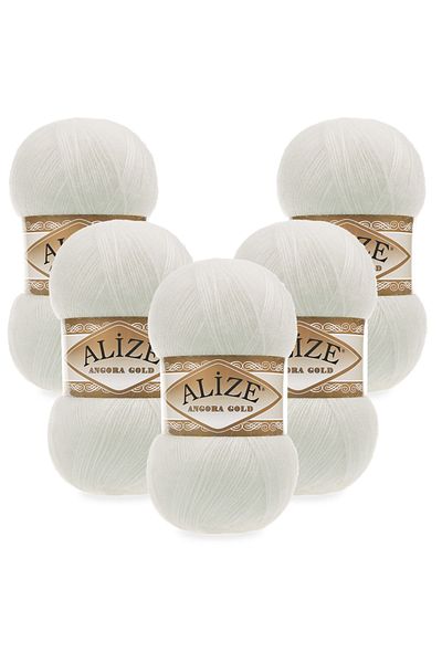 Alize Angora Gold 5 τεμαχίων 062 Candy White Πλεκτό νήμα