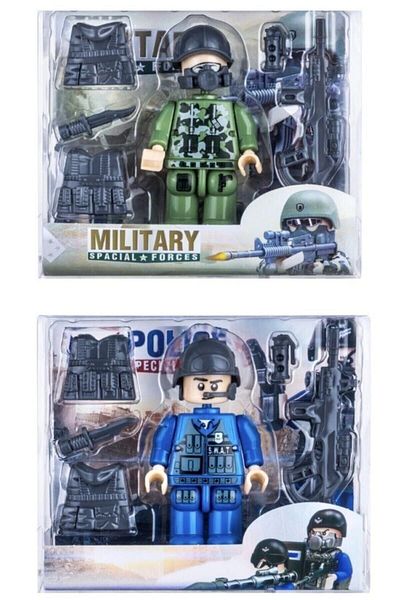 Shem Adam Lego Police and Soldier Toy Figure Set - With Accessories