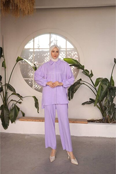 lurex moda طقم قميص وبنطلون - تفاصيل الأنابيب