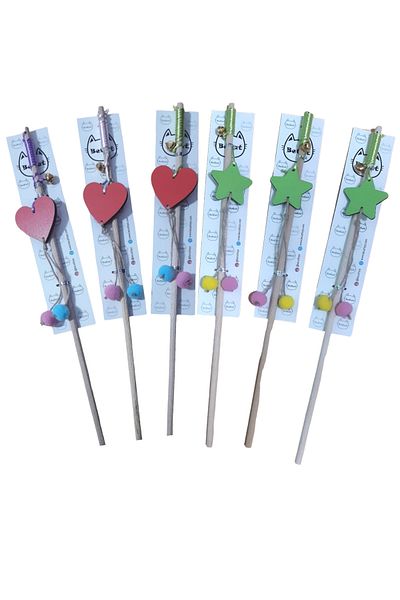 Be Cat 6 Pieces Cat Fishing Rod - Heart and Star Laser Cutting
