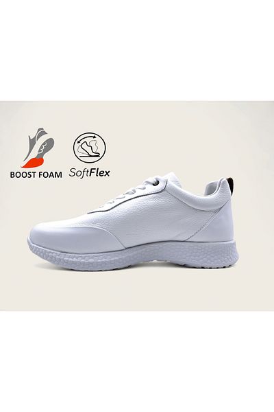 Hammer Jack Ανδρικά λευκά μαλακά παπούτσια άνεσης Makela Genuine Leather Boost Foam