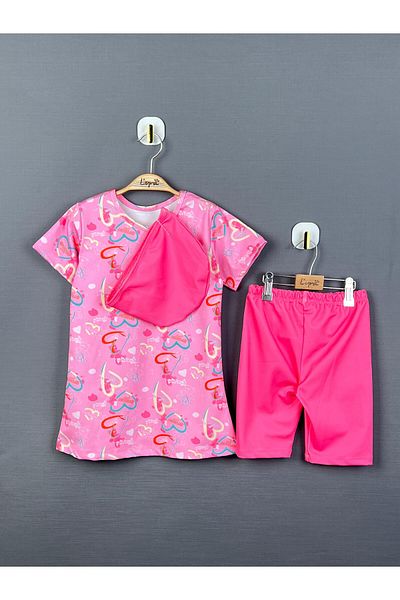 mikam GIRL'S BONELED SWIMSUIT SHORT SLEEVE LYCRAL