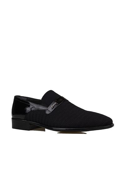 Fosco Black Satin Embroidered Patent Leather Men's Classic Shoes