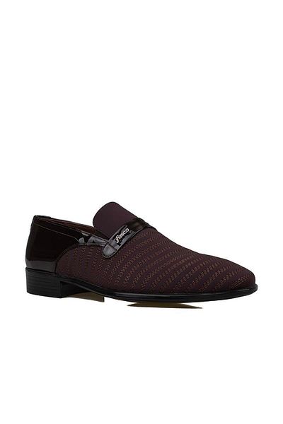 Fosco Brown Satin Embroidered Patent Leather Men's Classic Shoes