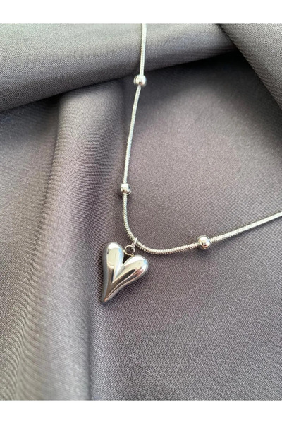 OCTW سلسلة من الفولاذ المقاوم للصدأ 316 لتر X قلادة قلب جمالية فضية اللون