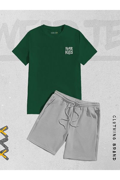 WEARTEX New Season 2-Piece Fear Kills Printed Shorts T-shirt Set