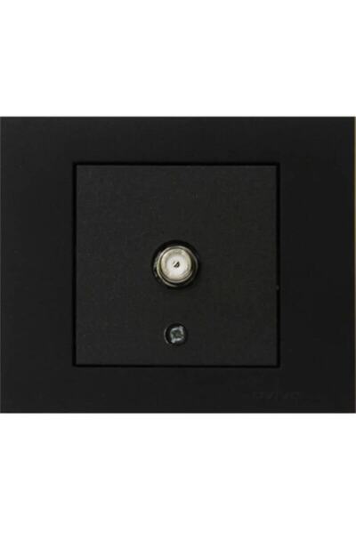 OVİVO 10 Adet Grano Metalik Siyah Tv Prizi F Tip 10'lu Paket (ÇERÇEVE DAHİ?L)