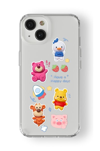 Multitronic iPhone 13 Compatible Happy Day Design Printed Transparent Case