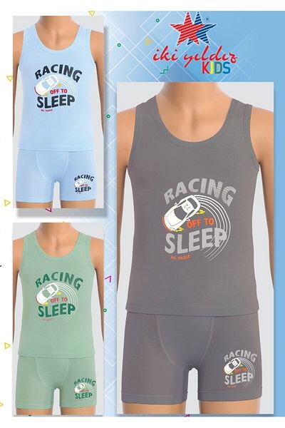 İki Yıldız Boy's Football Printed Boxer Suit