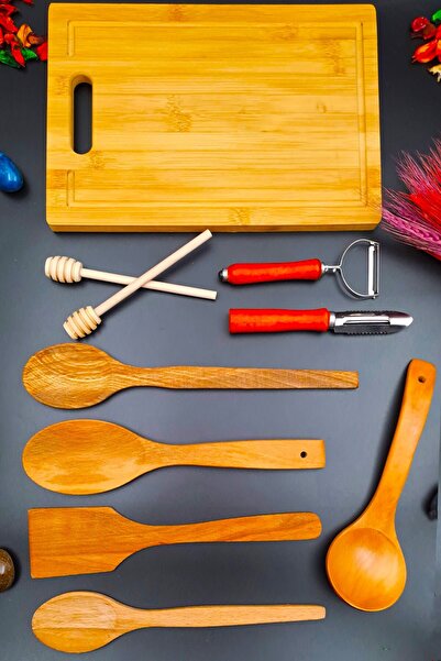 SWENCRAFT Natural Wooden Kitchen Serving Honey Spoon Ladle Cutting Board Peel...