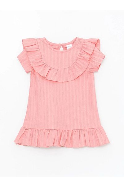 LC Waikiki LCW baby baby φόρεμα με λαιμόκοψη με κοντό μανίκι Basic baby girl