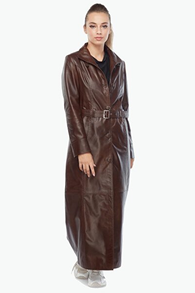 Deriza Genuine Leather Women's Coat Brown