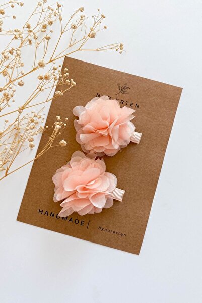By Nur Erten Somon Kız Bebek Ve Çocuk Flower Klips Toka 2'li Set