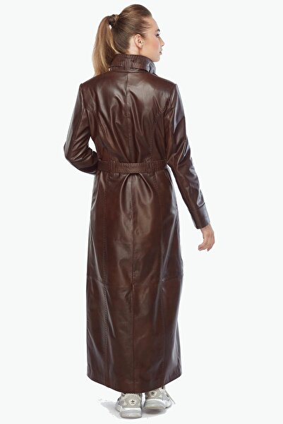Deriza Genuine Leather Women's Coat Brown