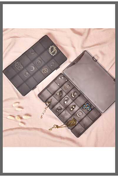 Rotanev 18 حجرة مع غطاء قابل للتعديل مجوهرات قلادة الخرز الطب القرط حلقة صندو...