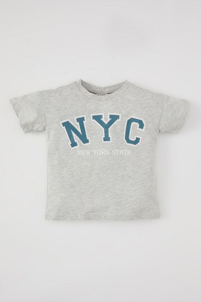 DeFacto Baby Boy Crew Neck Printed Short Sleeve T-Shirt B6992A524SM
