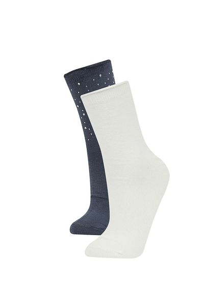 DeFacto Women's Applique 2-Piece Cotton Long Socks C5144axns