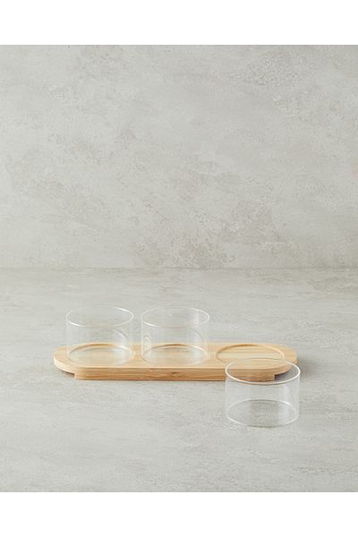 English Home Vısta Borosilkat 3-Piece Presentation Holder - 34X10.5 cm Transparent
