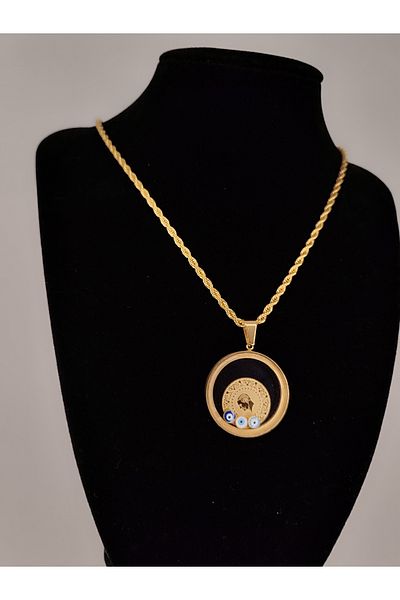 Romea Openable, Quartered Steel Non-Tarnish Necklace Gold Color