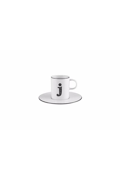 Porland Letter (J) Coffee Cup with Plate 85 Cc 04a P021900