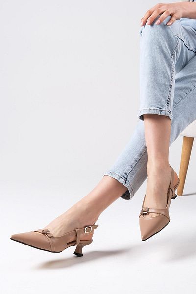 Mio Gusto Kristin Mink Color Low Heeled Women's Shoes