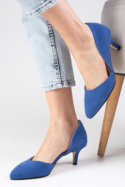 Mio Gusto Rene Jeans Culoarea Albastră Pantofi Cu Toc Scăzut