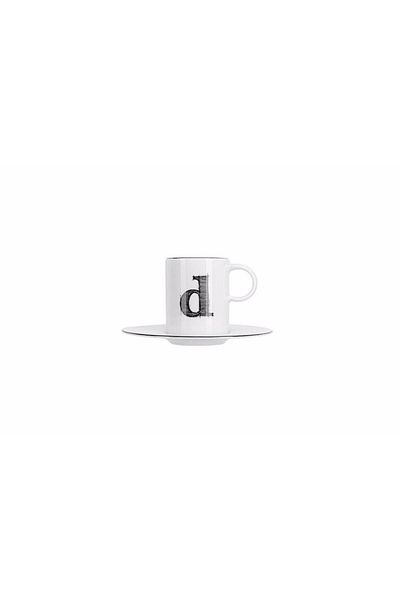 Porland Letter (D) Coffee Cup with Plate 85 Cc 04a P021893