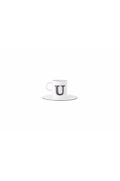 Porland Letter (U) Coffee Cup with Plate 85 Cc 04a P021912