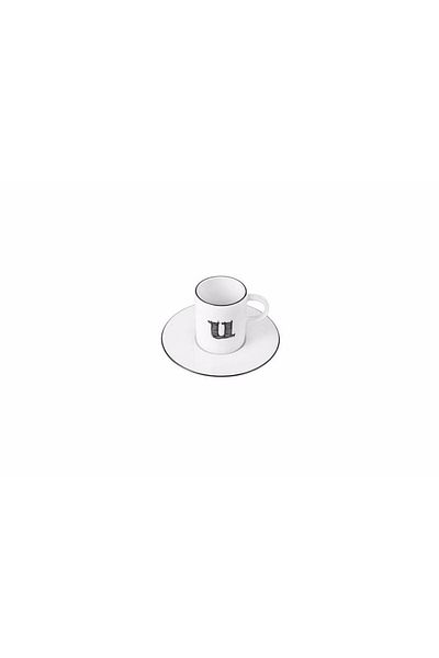 Porland Letter (U) Coffee Cup with Plate 85 Cc 04a P021912