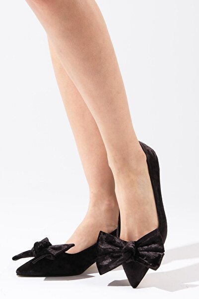 Mio Gusto Dámské krátké boty na podpatku Molly Black Velvet Mini