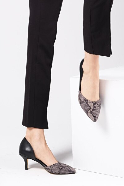 Mio Gusto Rene Gri Renk Kısa Topuklu Kadın Ayakkabı