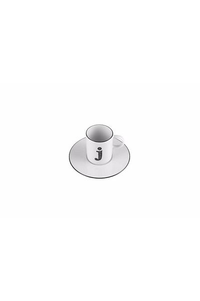 Porland Letter (J) Coffee Cup with Plate 85 Cc 04a P021900